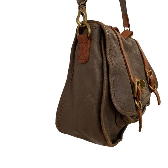 Fossil Vintage Reissue #54 Messenger Bag Crossbody Gray Brown Leather - Picture 3 of 10